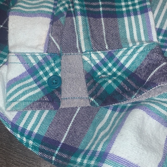 Columba Flannel Button Down Shirt Size Large Blue/Green - Picture 4 of 9